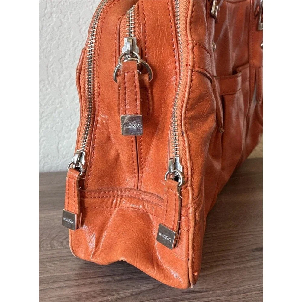 Vintage Maxx New York Orange Purse, Y2K, Zippers Leopard Print, Shoulder bag